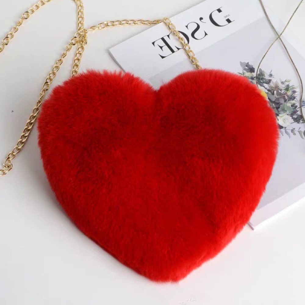 Faux-fur heart bag