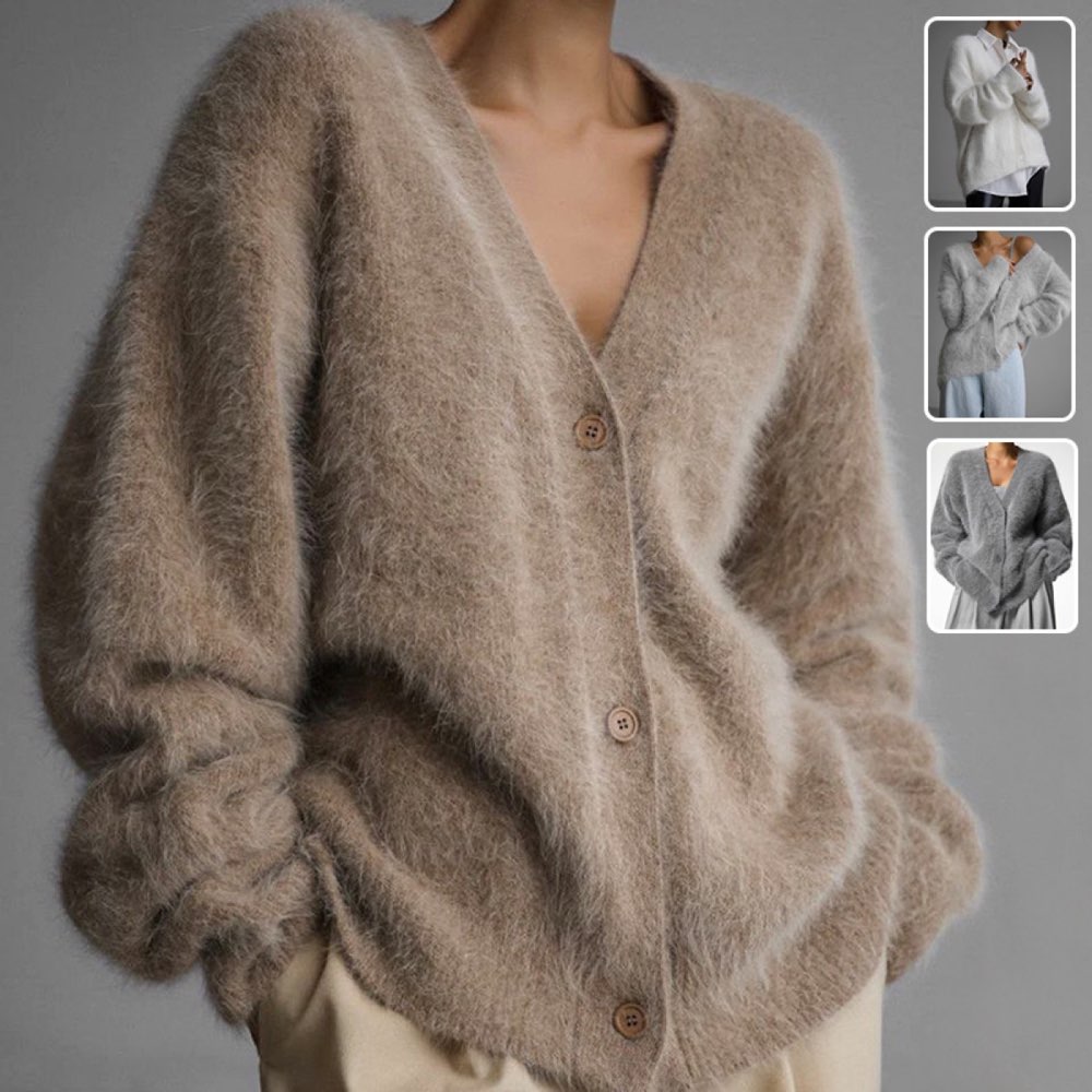Fluffy V-neck cardigan