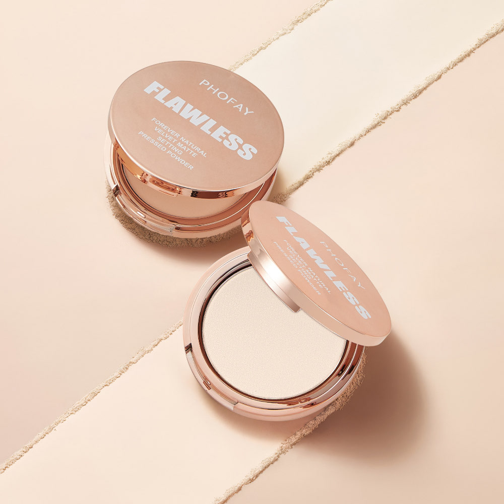 Matte setting pressed powder