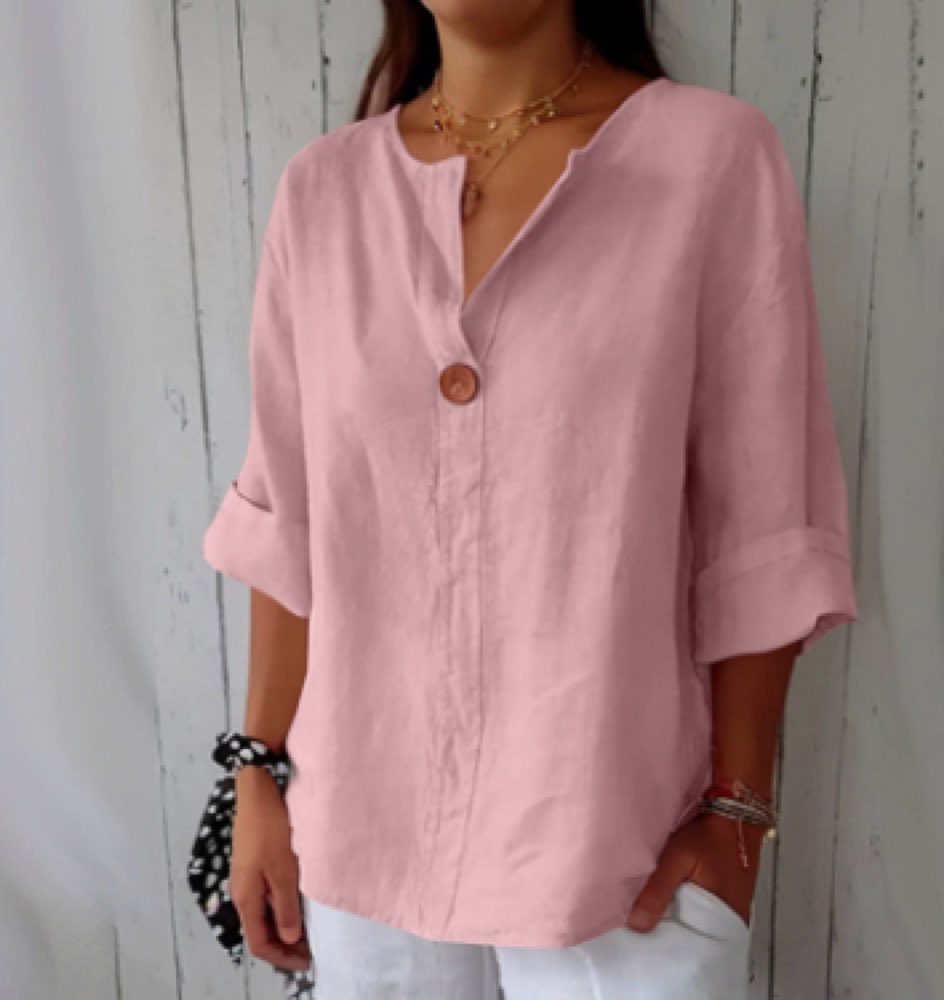 V-neck linen-blend top